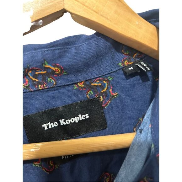 The Kooples Fitted Medium Abstract Blue Long Sleeve Button Down Shirt - Picture 5 of 11
